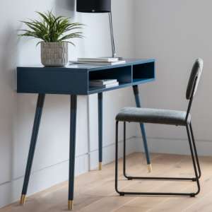Helston Wooden Console Table With 2 Shelves In Blue
