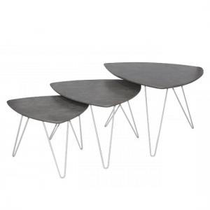Capella Nest Of Tables In Stone Effect With White Legs