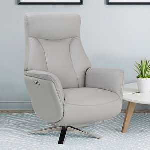 Hendon Leather Match Electric Swivel Recliner Chair In Platinum