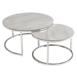 Hennie Round Set Of 2 Marble Coffee Tables In Vilas Grey
