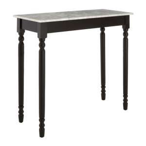 Henova White Marble Console Table With Black Wooden Frame