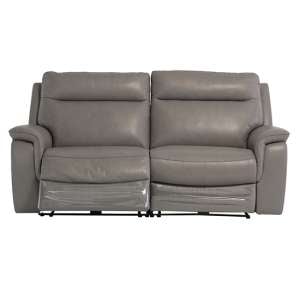 Henrika Faux Leather Electric Recliner 3 Seater Sofa In Grey