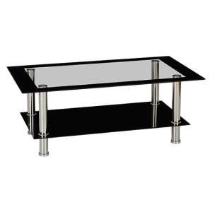 Hensol Clear Glass Coffee Table With Silver Metal Legs