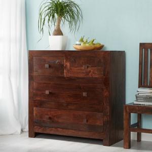 Henzler Wooden Drawers Chest In Dark WIth 4 Drawers