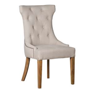 Hepton Fabric Upholstered Dining Chair In Cream With Oak Legs
