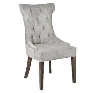 Hepton Fabric Upholstered Dining Chair In Silver With Oak Legs