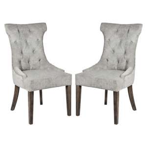 Hepton Silver Fabric Upholstered Dining Chairs In Pair