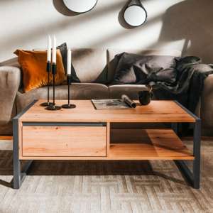 Hercules Wooden Coffee Table In Artisan Oak And Anthracite