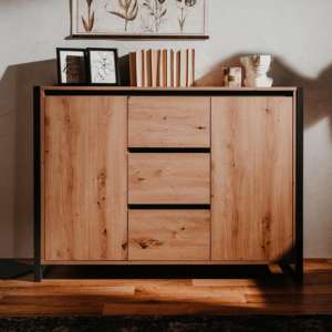 Hercules Wooden Sideboard In Artisan Oak And Anthracite