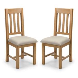 Hadia Waxed Oak Dining Chair In Pair