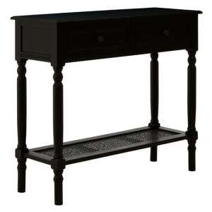 Heritox Wooden 2 Drawers Console Table In Black