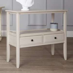 Heritox Wooden 2 Drawers Console Table In Grey