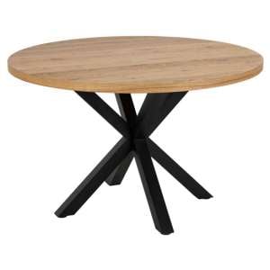 Herriman Wooden Dining Table In Wild Oak With Black Legs