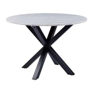 Herriman Marble Dining Table In Guangxi white With Black Legs