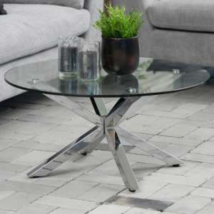 Herriman Round Clear Glass Coffee Table With Chrome Legs