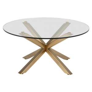 Herriman Round Clear Glass Coffee Table With Gold Legs