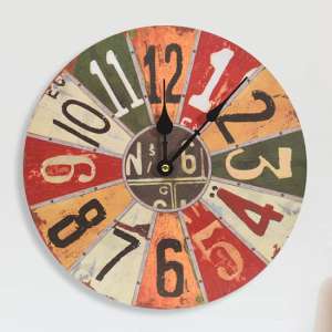 Hersz Round Wooden Wall Clock In Multicolour
