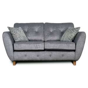 Hesperia Fabric 2 Seater Sofa In Silver With Oak Feets