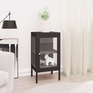 Hetty Clear Glass Sideboard With 1 Door In Black Steel Frame