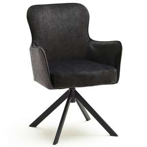 Hexo Anthracite Fabric Dining Chair With Black Oval Frame