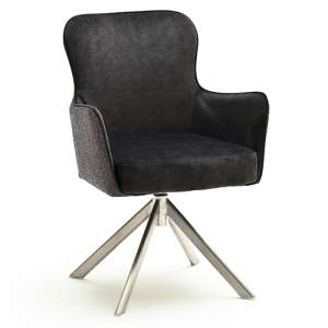 Hexo Anthracite Fabric Dining Chair With Brushed Oval Frame