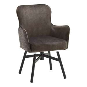 Hexo Cappuccino Fabric Dining Chair With Black Round Frame