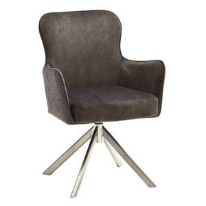 Hexo Cappuccino Fabric Dining Chair With Brushed Oval Frame