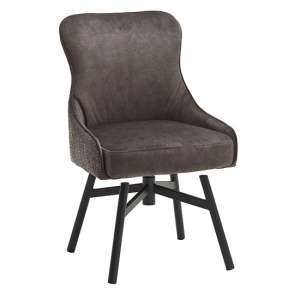 Hexo Fabric Dining Chair In Cappuccino With Black Round Frame