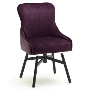 Hexo Fabric Dining Chair In Merlot With Black Round Frame