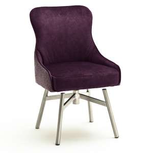 Hexo Fabric Dining Chair In Merlot With Brushed Round Frame