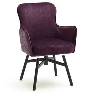 Hexo Merlot Fabric Dining Chair With Black Round Frame