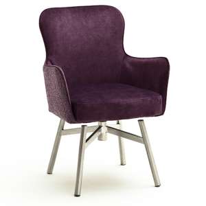 Hexo Merlot Fabric Dining Chair With Brushed Round Frame