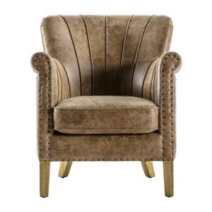 Hickmo Faux Leather Armchair In Brown