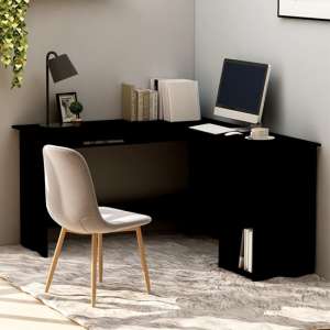 Hieu Corner L-Shaped Wooden Computer Desk In Black