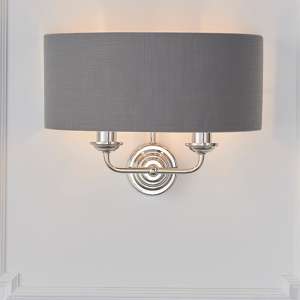 Highclere 2 Lights Charcoal Shade Wall Light In Bright Nickel