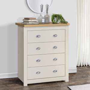 Highgate Wooden Chest Of 4 Drawers In Cream And Oak