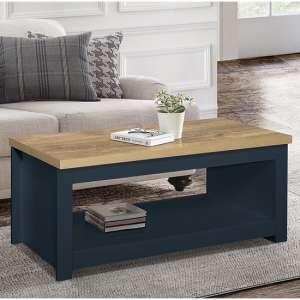 Highgate Wooden Coffee Table In Navy Blue And Oak