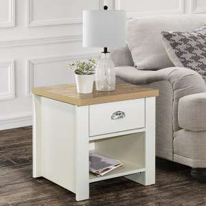 Highgate Wooden Lamp Table With 1 Drawer In Cream And Oak