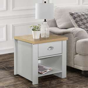 Highgate Wooden Lamp Table With 1 Drawer In Grey And Oak