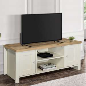Highgate Large Wooden TV Stand In Cream And Oak