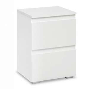 Hilary Wooden Bedside Cabinet In White With 2 Drawers