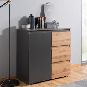 Hilary Wooden Chest Of Drawers In Anthracite And Oak