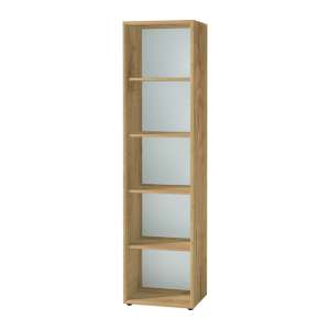 Hilo 4-Tier Glass Top Filing Shelving Unit In White And Oak