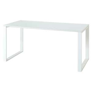 Hilo Glass Top Computer Desk In White With White Metal Frame