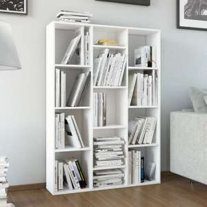 Hiti High Gloss 100cm x 140cm Bookcase With 13 Shelves In White