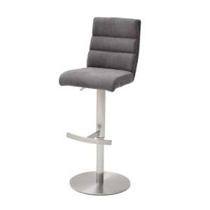 Hiulia Fabric Bar Stool In Anthracite With Steel Base