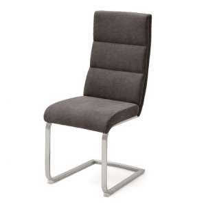 Hiulia Fabric Cantilever Dining Chair In Brown