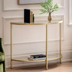 Hobson Clear Glass Console Table With Champagne Frame