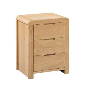 Camber Wooden Bedside Cabinet In Oak With 3 Drawers