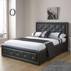 Honiton Faux Leather King Size Bed In Black